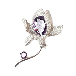 925 Sterling Silver Flower Shaped Brooch MGA - BCS0005