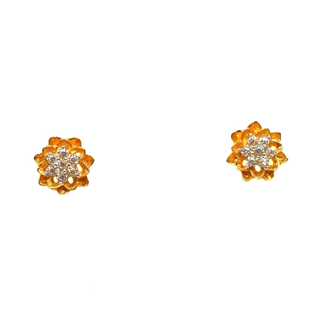 18k gold flower shaped earrings mga - btg0362