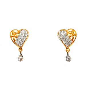 22K Gold Heart Shaped Earrings MGA - BTG0108