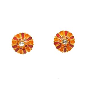 22K Gold Round Shape Meenakari Tops Earrings MGA - BTG0137