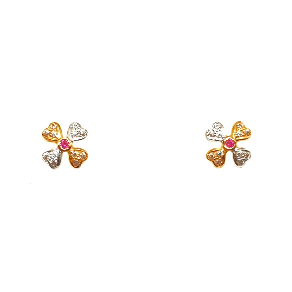 22K Gold Heart Shape Baccha Earrings MGA - BTG0283