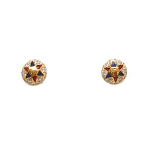 22K Gold Round Shape Meenakari Tops Earrings MGA - BTG0319
