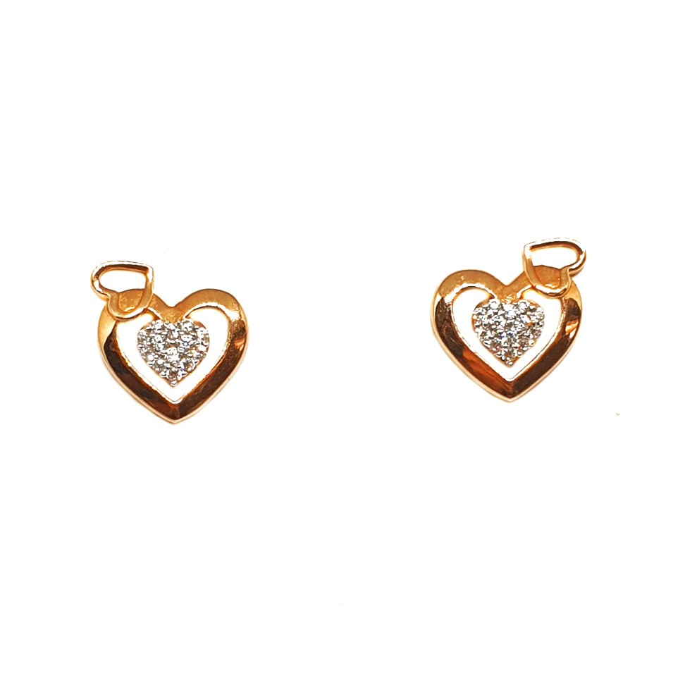 18K Rose Gold Heart Shaped Earrings MGA - BTG0156