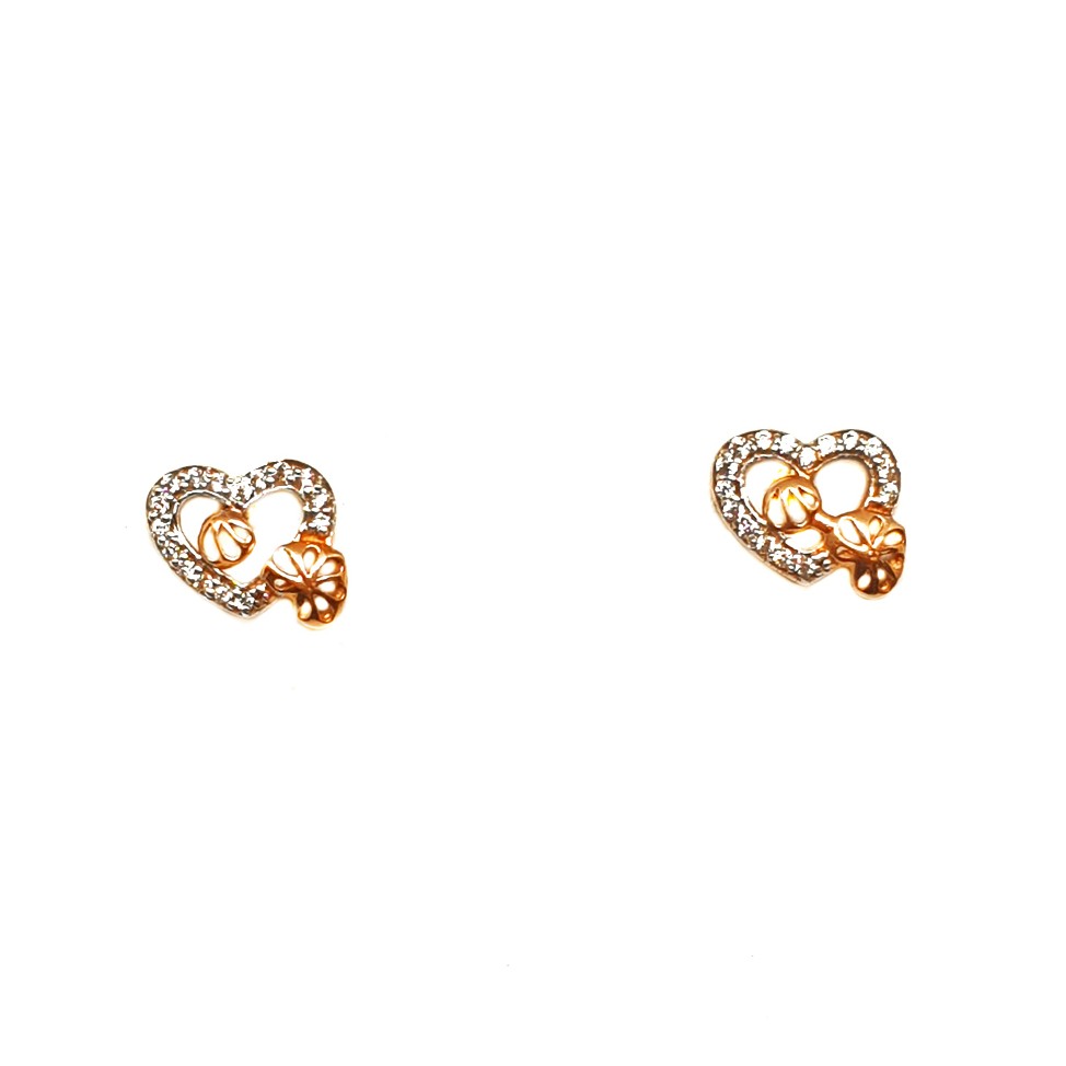 18K Rose Gold Heart Shaped Earrings MGA - BTG0006