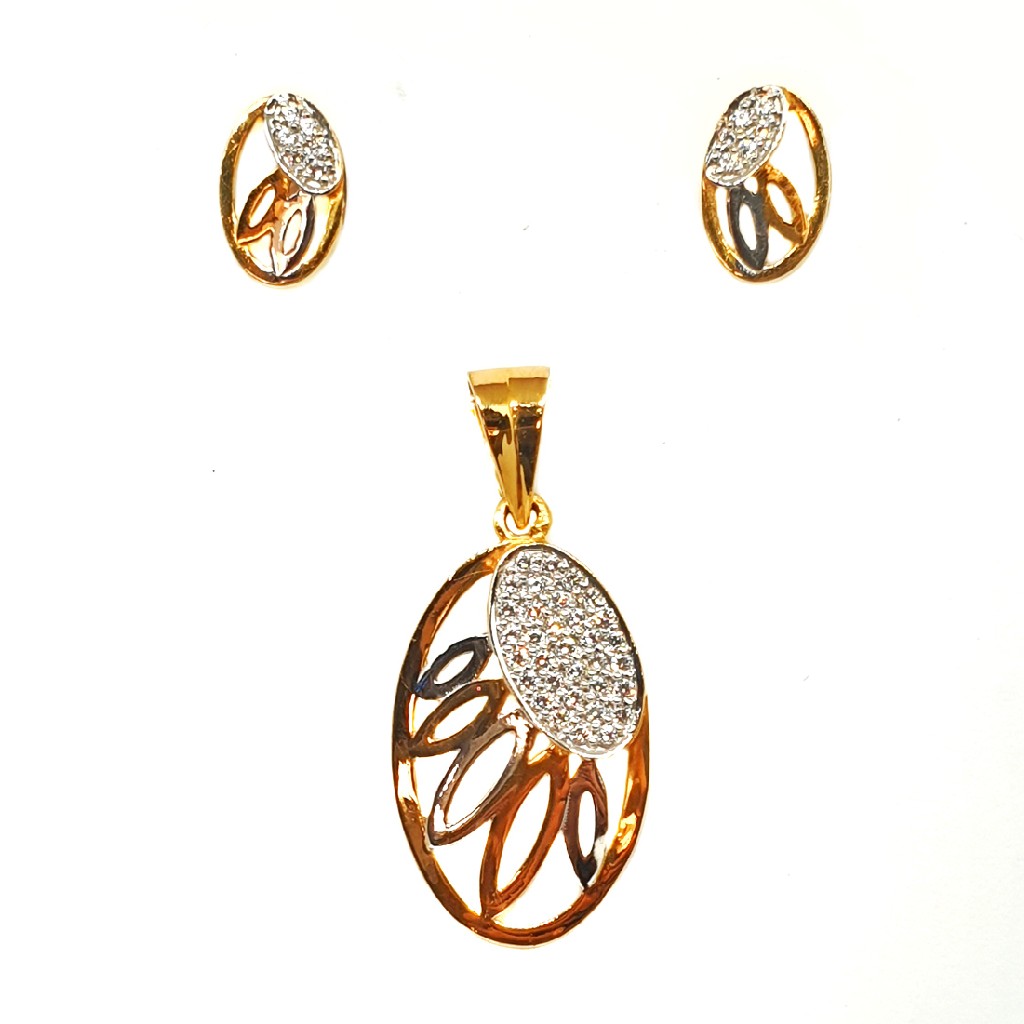 22K Gold Oval Shaped Fancy Pendant Set MGA - PTG0089