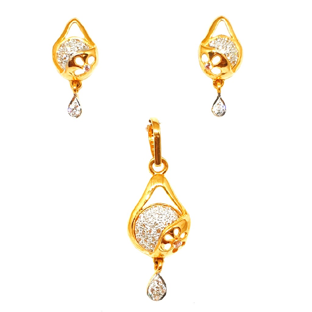 22K Gold Flower Shaped Modern Pendant Set MGA - PTG0083