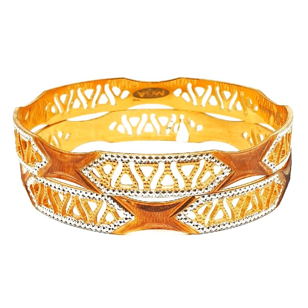 1 gram gold forming rose plated 2 piece bangles mga - bge0419