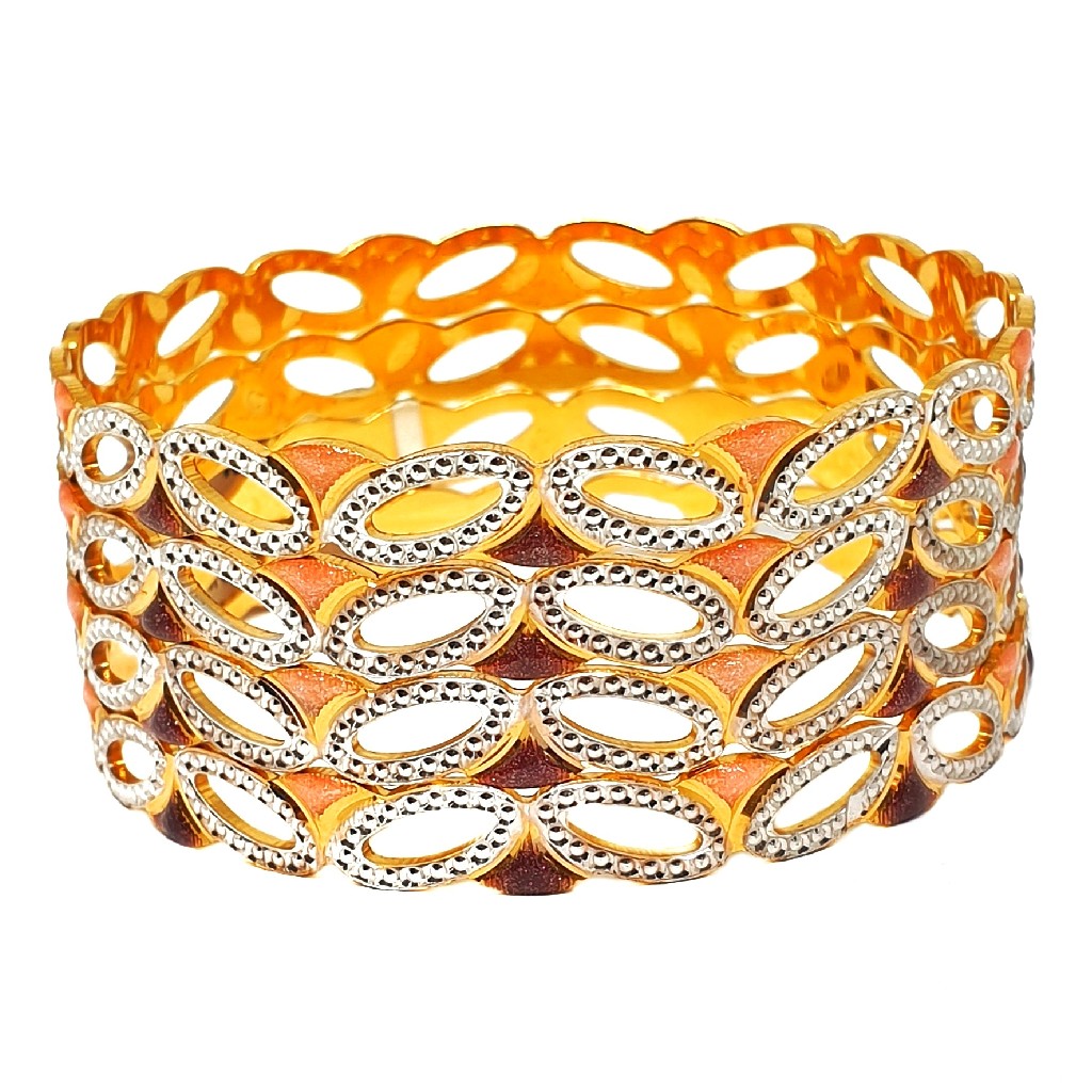 1 gram gold forming meenakari 4 piece bangles mga - bge0067