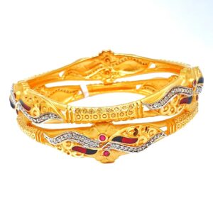 One gram gold forming 2 piece kadali bangles mga - kde0012
