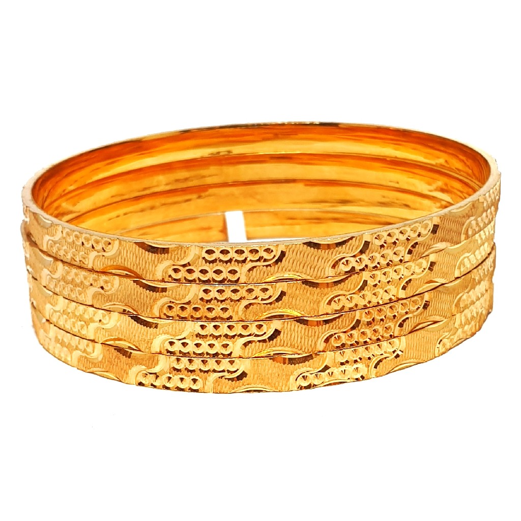 One gram gold forming 4 piece plain bangles mga - bge0335