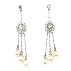 925 Sterling Silver Three Line Jhula Pearl Earring MGA - BTS0022