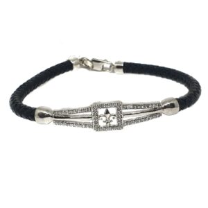 925 Sterling Silver Leather Belt Bracelet MGA - KRS0091