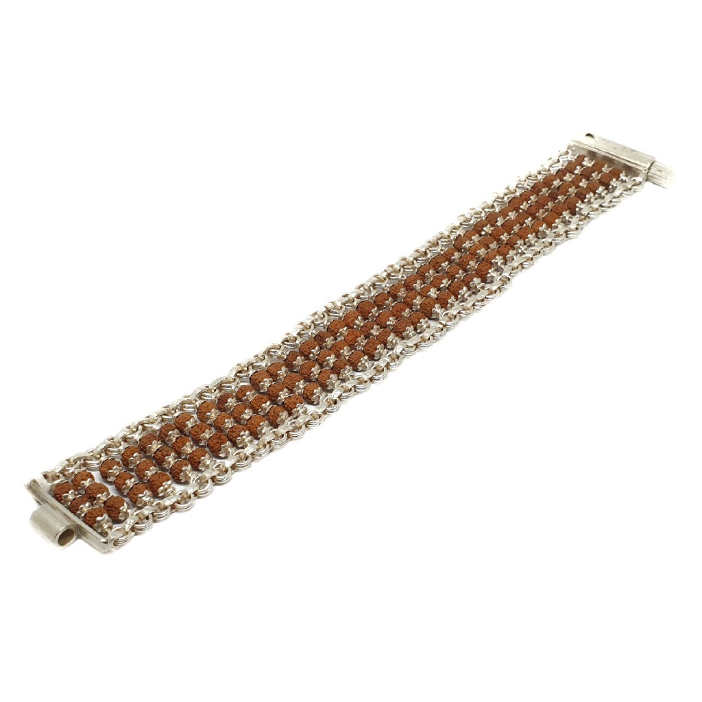 Silver Three Line Rudraksh Bracelet MGA - BRS1633 - Image 2