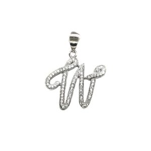 925 Sterling Silver Alphabet (Letter W) Pendant MGA - PDS0008
