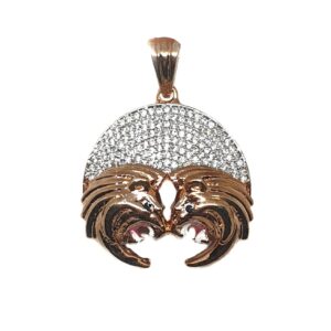 925 Sterling Silver Round Shape Lion Pendant MGA - PDS0004
