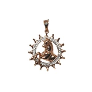 925 Sterling Silver Round Shaped Horse Pendant MGA - PDS0025