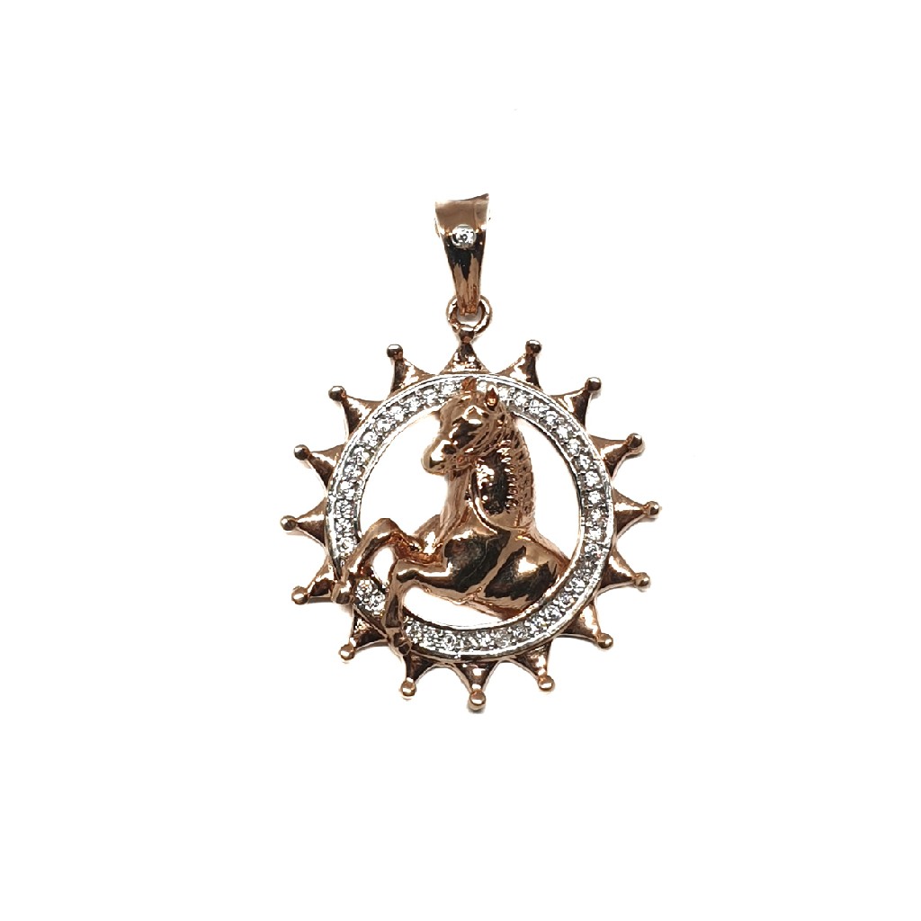 925 Sterling Silver Round Shaped Horse Pendant MGA - PDS0025
