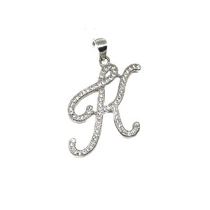 925 Sterling Silver Alphabet (Letter K) Pendant MGA - PDS0020