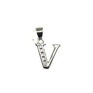 925 Sterling Silver Alphabet (Letter V) Pendant MGA - PDS0156