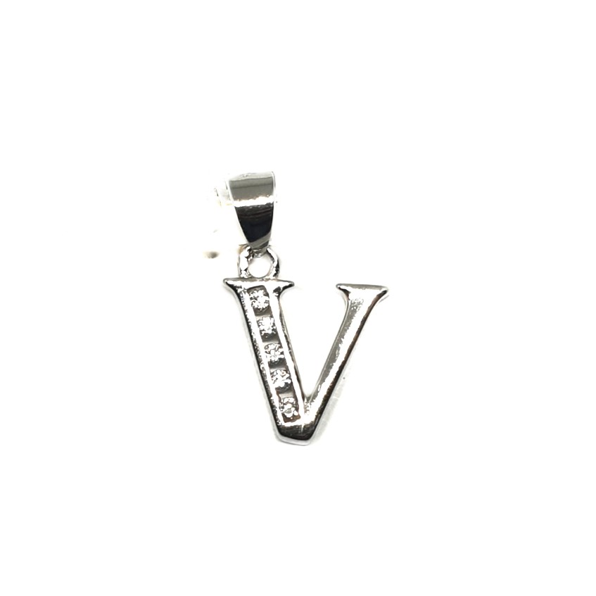925 Sterling Silver Alphabet (Letter V) Pendant MGA - PDS0156