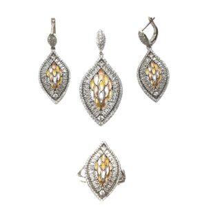 925 Sterling Silver Modern Pendant Set With Ring MGA - PVS0003