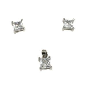 925 Sterling Silver Square Shaped Pendant Set MGA - PTS0071