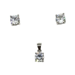 925 sterling silver round shape solitaire pendant set mga - pts0063