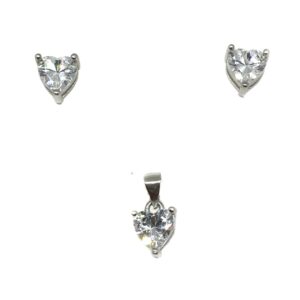 925 sterling silver heart shaped solitaire diamond pendant set mga - pts0065