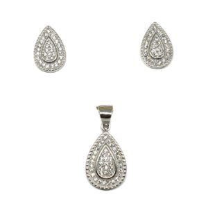 925 Sterling Silver Pear Shape Pendant Set MGA - PTS0082