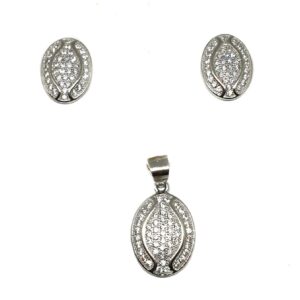 925 Sterling Silver Oval Shaped Pendant Set MGA - PTS0086