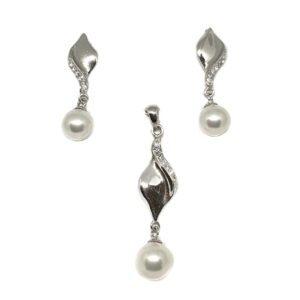 925 sterling silver pearl pendant set mga - pts0079