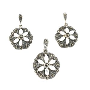 925 Sterling Silver Oxidised Pendant Set MGA - PTS0007