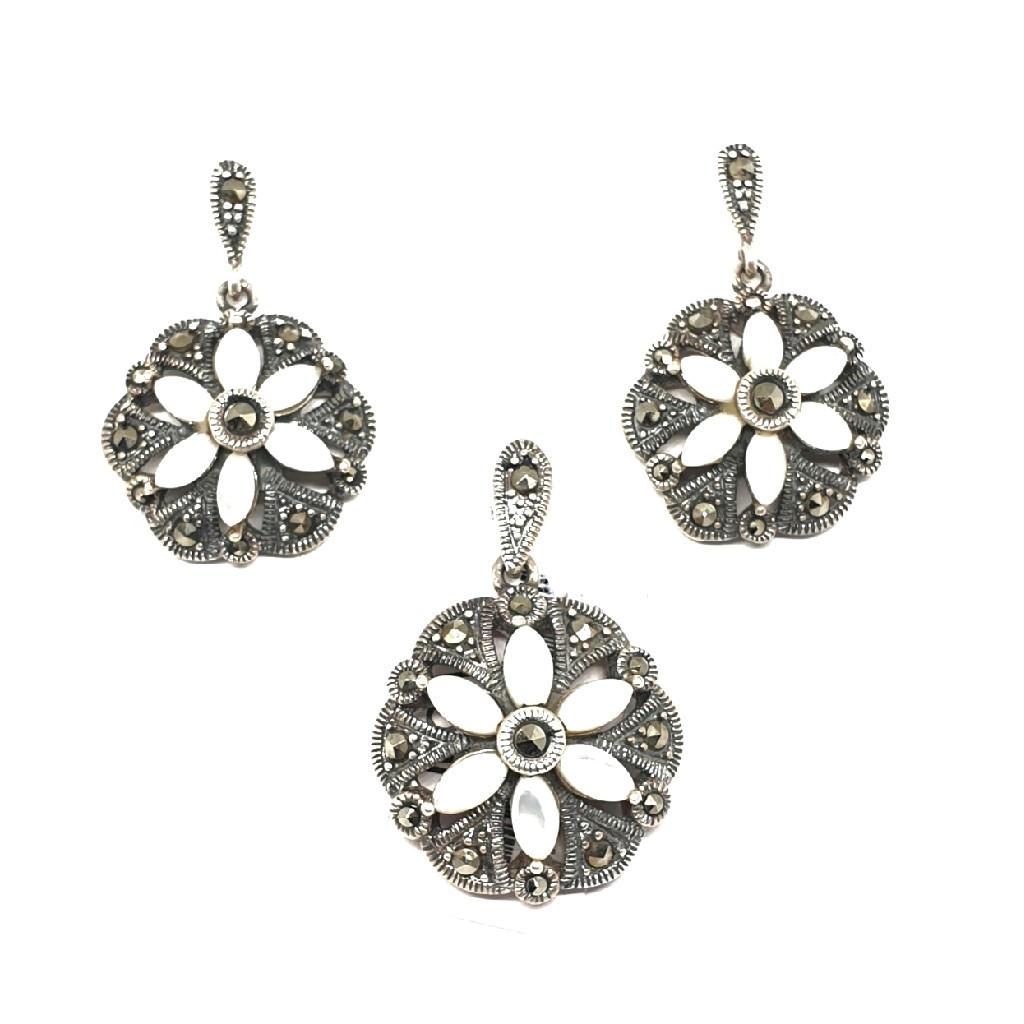 925 Sterling Silver Oxidised Pendant Set MGA - PTS0007