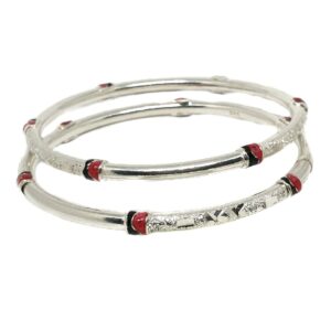925 sterling silver meenakari hollow kadli bangle mga - kds0315