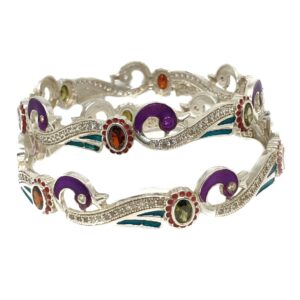 925 sterling silver peacock shaped colour stone kadli mga - kds0328