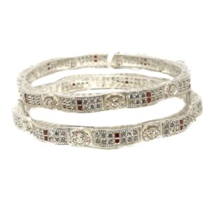 925 sterling silver flower shaped cz diamond kadli bangle mga - kds0338