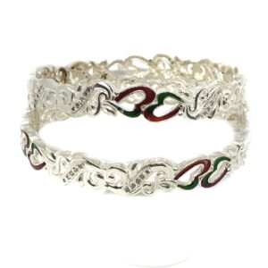 925 sterling silver heart shape meenakari kadli bangle mga - kds0332
