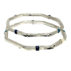925 sterling silver hexagon shaped kadli bangle mga - kds0393