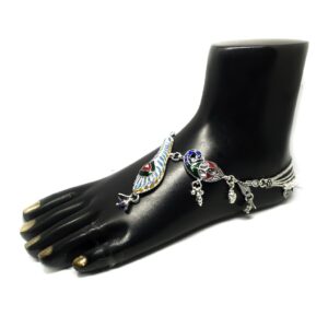 Peacock Shaped Meenakari Designer Silver Payal MGA - PLS0212