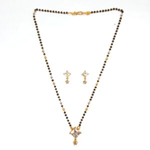 One gram gold forming square shaped solitaire diamond mangalsutra mga - mse0137