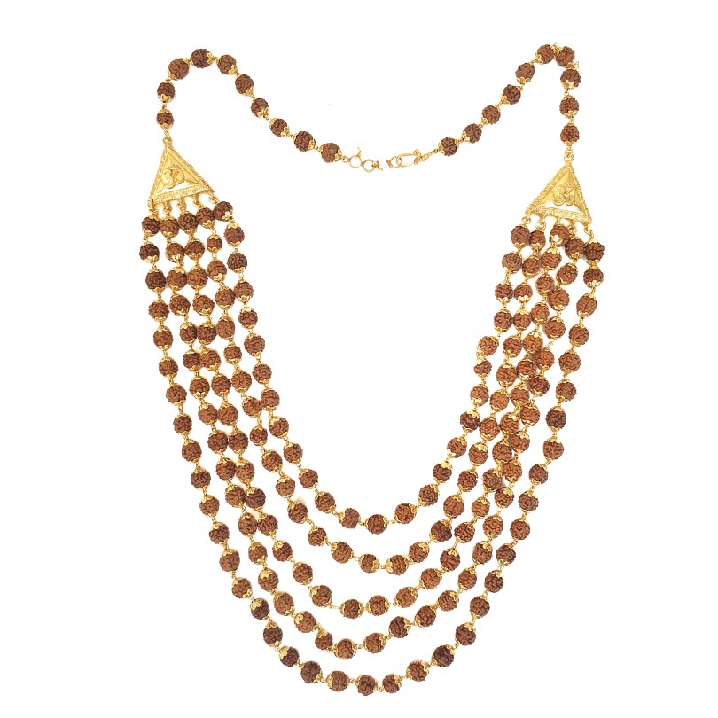 One gram gold forming 5 line rudraksh mala chain mga - rme0003