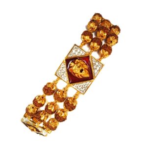 One gram gold forming 3 line rudraksh gents bracelet mga - bre0018