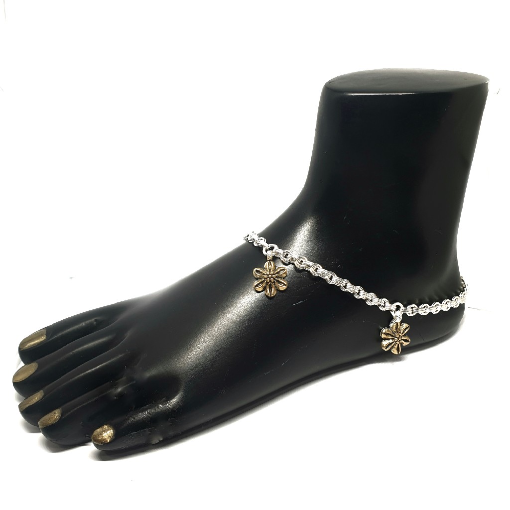 Flower Shape Fancy Silver Anklet Payal MGA - PLS0314
