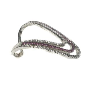 925 Sterling Silver Pink And White CZ Diamond Ring MGA - LRS0116