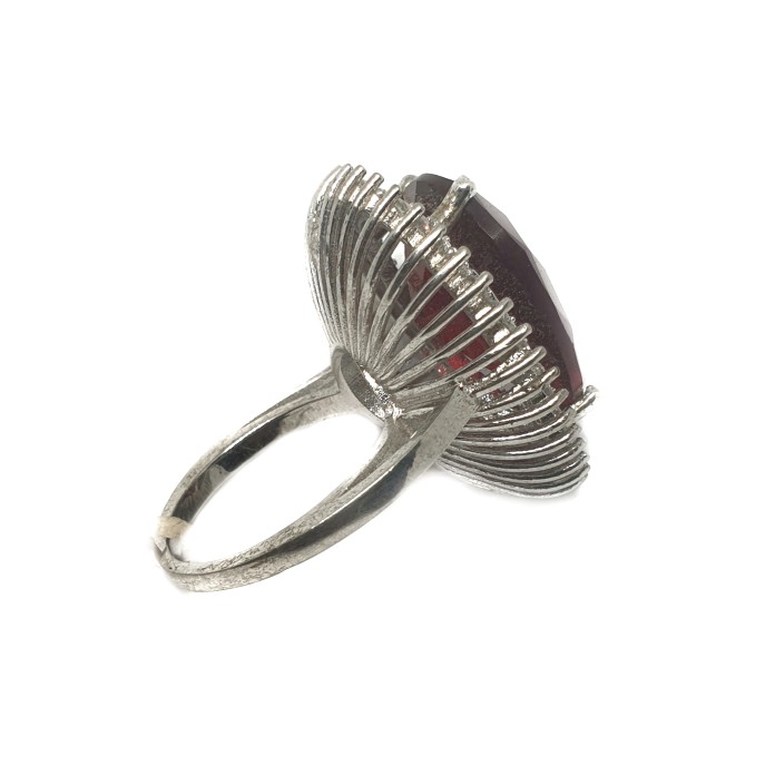 925 Sterling Silver Dark Pear Cut Pink Diamond Ring MGA - LRS0070 - Image 2