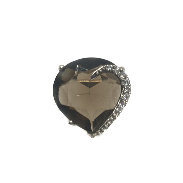 925 Sterling Silver Heart Shape Black Stone Ring MGA - LRS0073