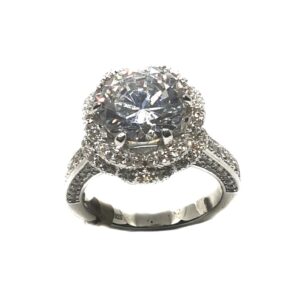925 Sterling Silver Round Cut Solitaire Diamond Ring MGA - LRS0681
