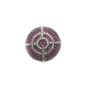 925 Sterling Silver Round Shaped Purple Diamond Ring MGA - LRS0604