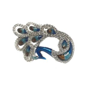 925 Sterling Silver Meenakari Peacock Shaped Ring MGA - LRS0337