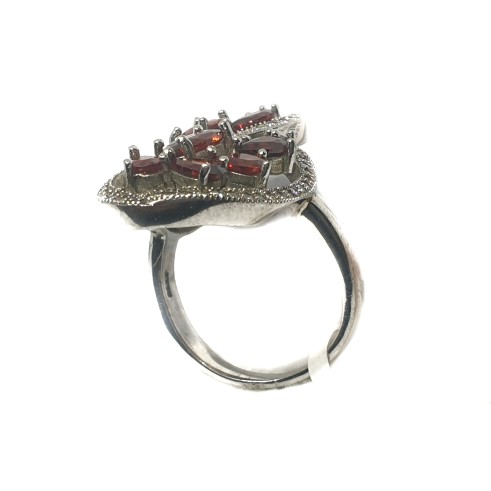 925 Sterling Silver Orange Diamond Cut Ring MGA - LRS0051 - Image 2